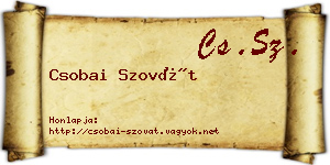 Csobai Szovát névjegykártya